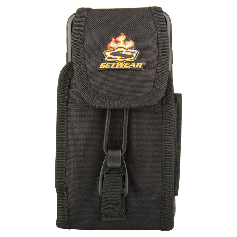 Setwear smartphone pouch borsa per cellulare vista frontale chiusa con logo setwear