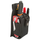 Set wear radio pouch fodero per ricetrasmittenti da cintura vista laterale piena con un walkie talkie un cutter e due pennarelli uno rosso ed uno nero